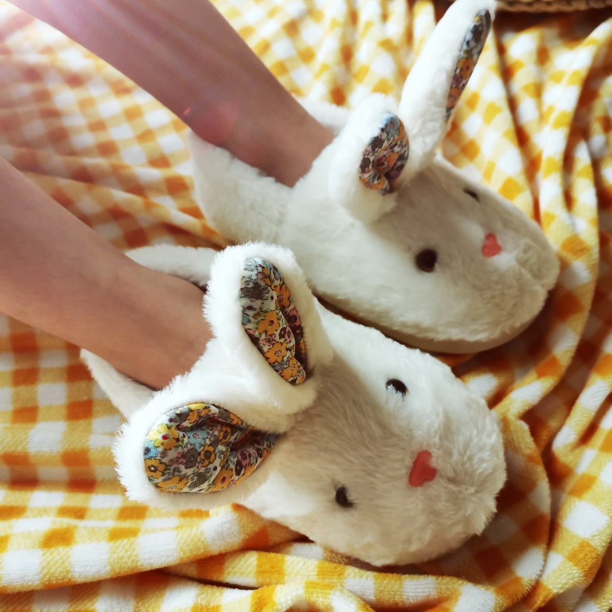 SENMYSAN Kids Bunny Ear Plush Slippers - Cozy Slip-On Indoor House Shoes with Fleece Lining & EVA Sole for Toddlers, Boys & Girls - Pink/Grey/White