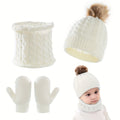 Youngsters' 3-Piece Winter Set – Cozy Knit Hat, Scarf & Gloves – Breathable & Stretch Fit for Boys & Girls – Perfect for Christmas