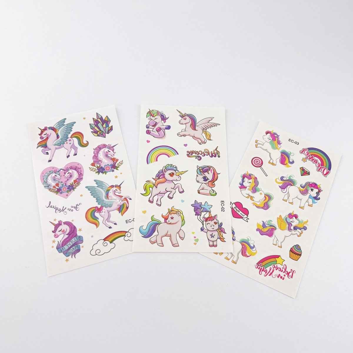 10 Sheets Unicorn Tattoos – Kids Party Favor Temporary Stickers
