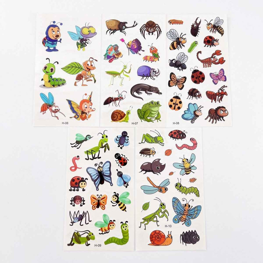 10 Sheets Insect Temporary Tattoos – Kids Birthday Party Favors