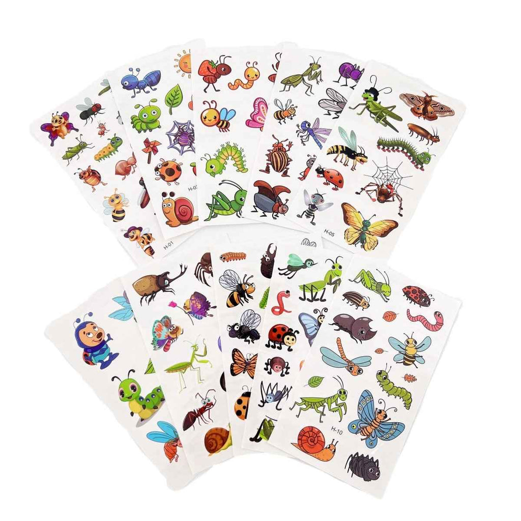 10 Sheets Insect Temporary Tattoos – Kids Birthday Party Favors