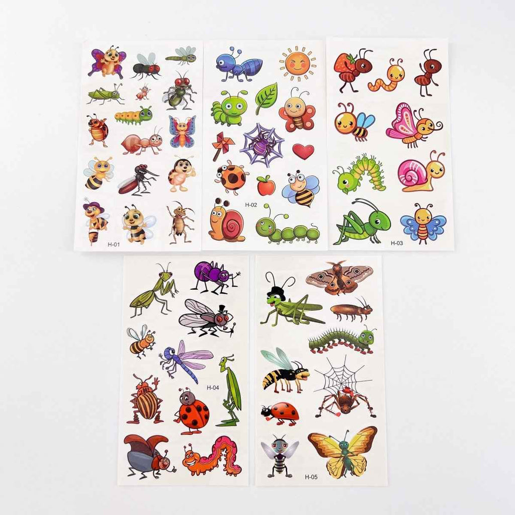 10 Sheets Insect Temporary Tattoos – Kids Birthday Party Favors