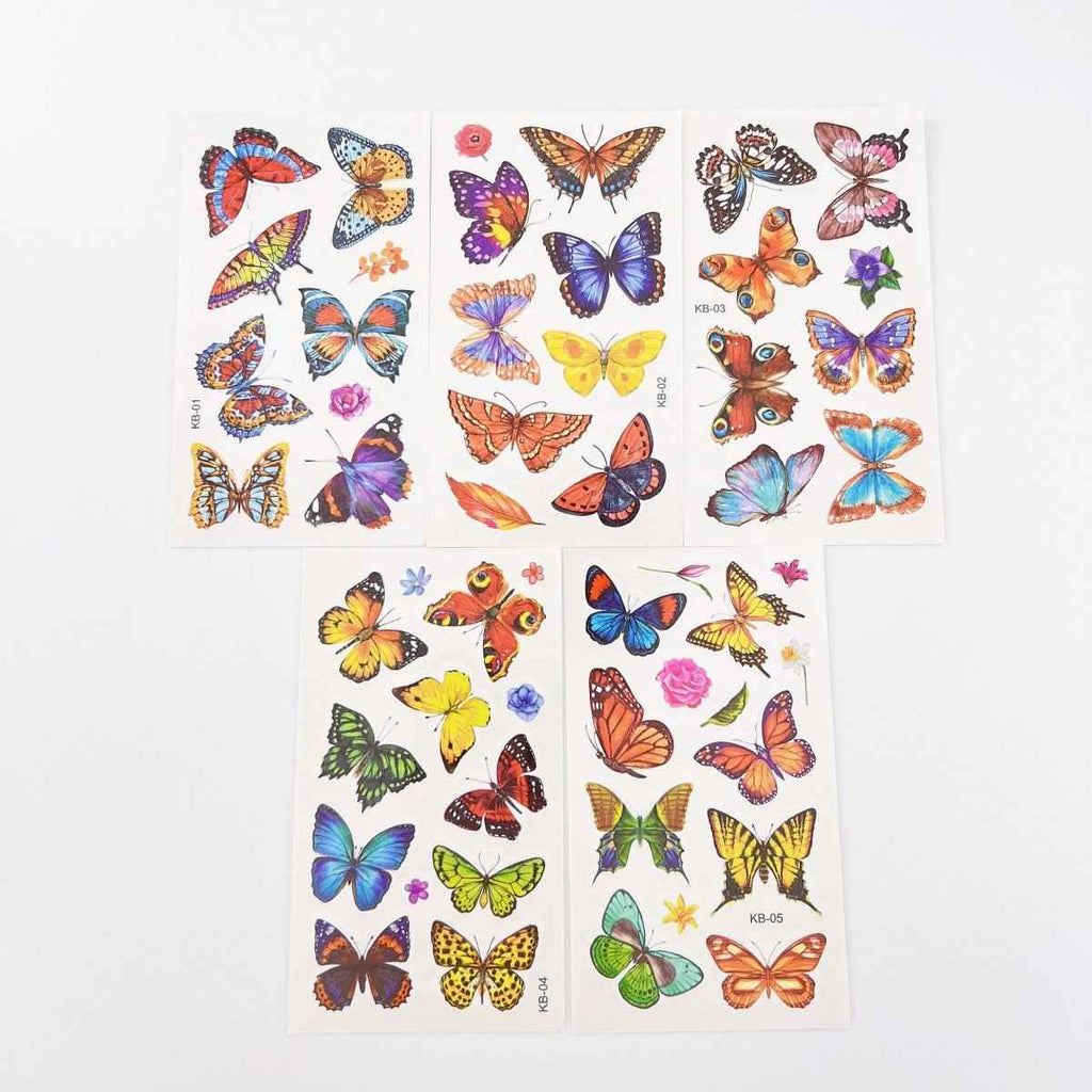 10 Butterfly Tattoo Sheets – Waterproof Temporary Tattoos for Kids