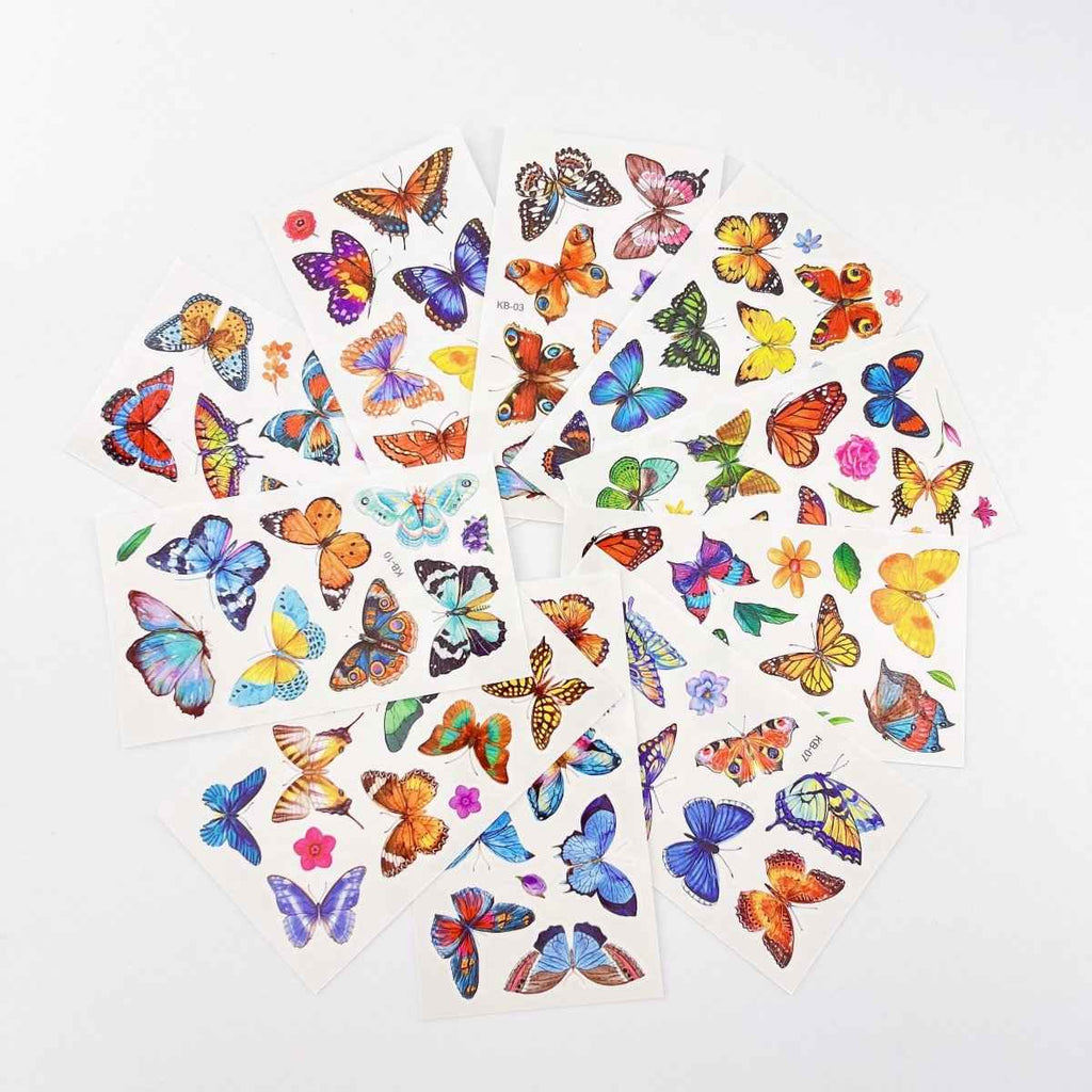 10 Butterfly Tattoo Sheets – Waterproof Temporary Tattoos for Kids