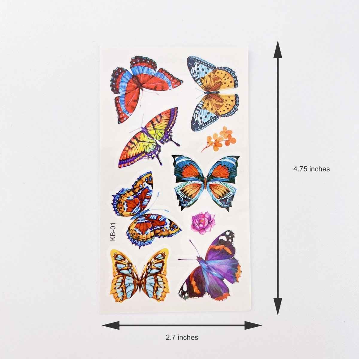 10 Butterfly Tattoo Sheets – Waterproof Temporary Tattoos for Kids