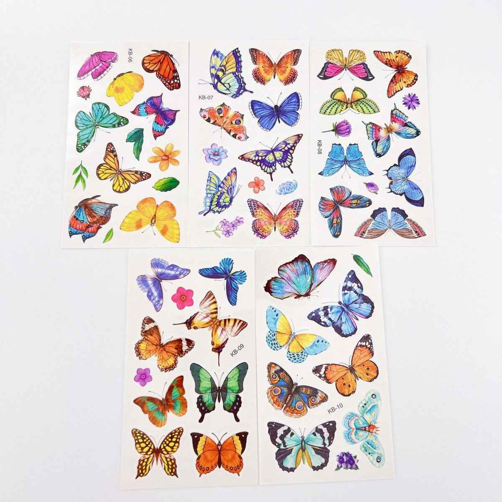 10 Butterfly Tattoo Sheets – Waterproof Temporary Tattoos for Kids