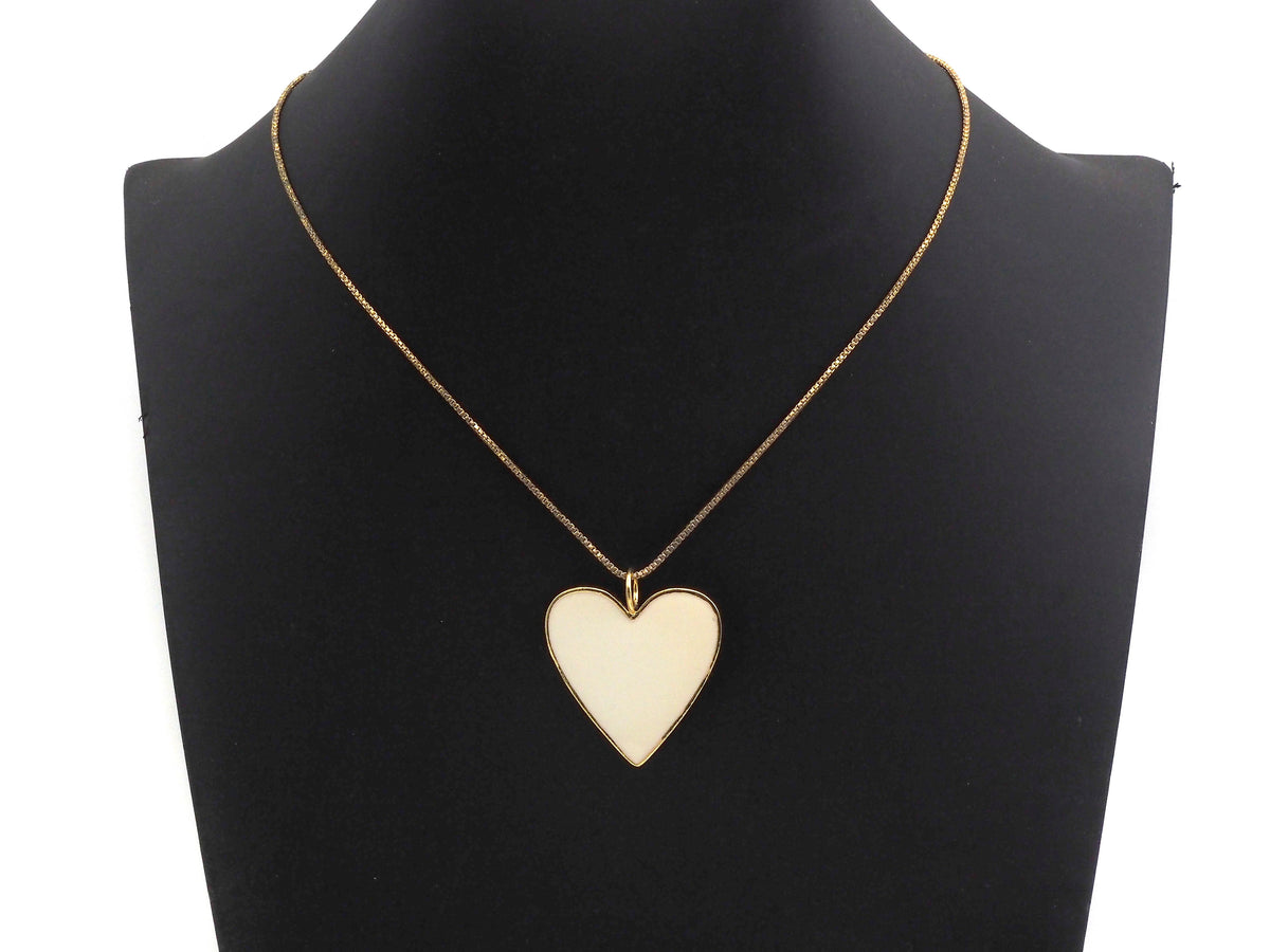 Black White Red Blue Enamel Heart Pendant, Sku#FH30