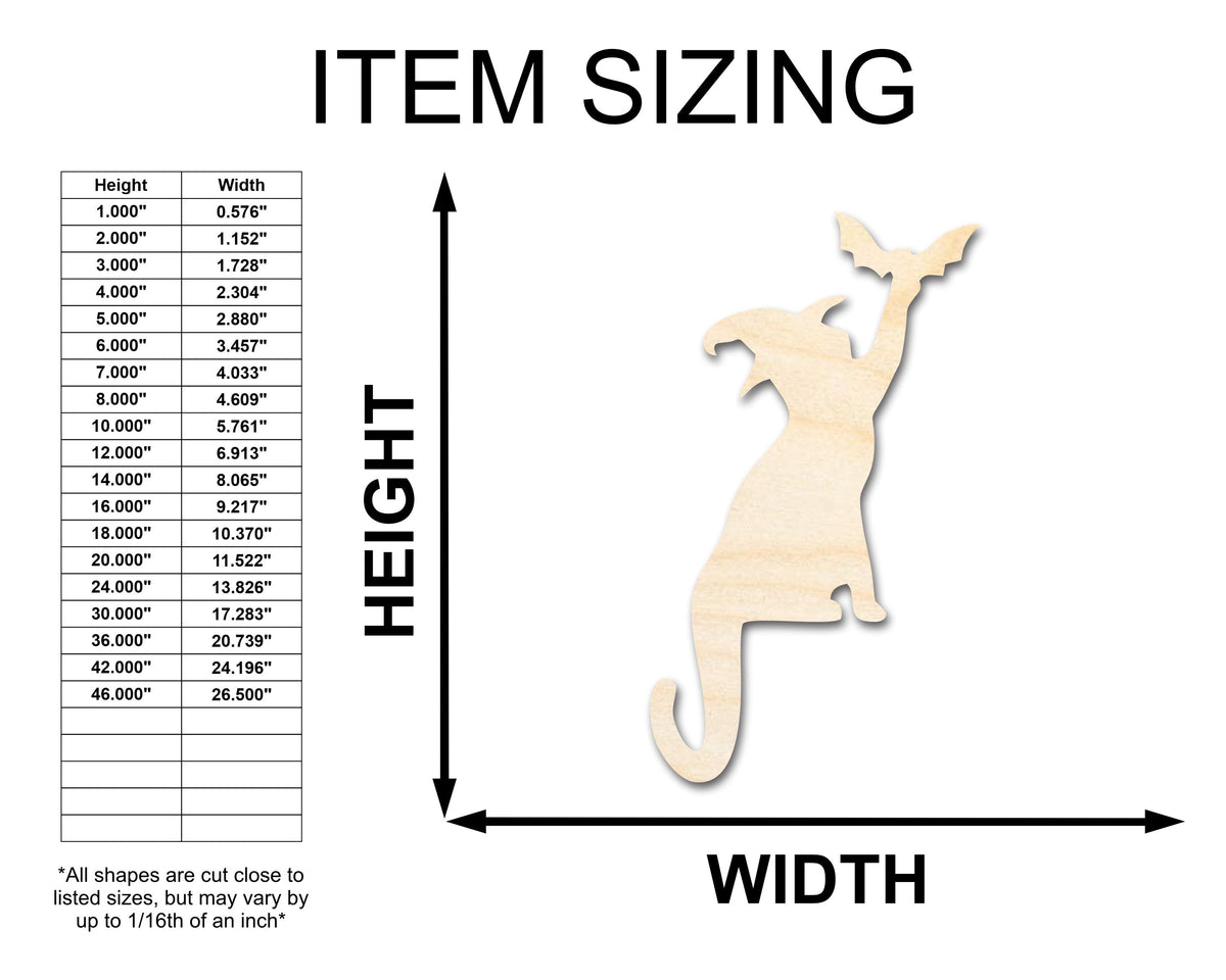 Unfinished Wood Cat and Bat Shape | Halloween | Craft Cutout | up to 46" DIY