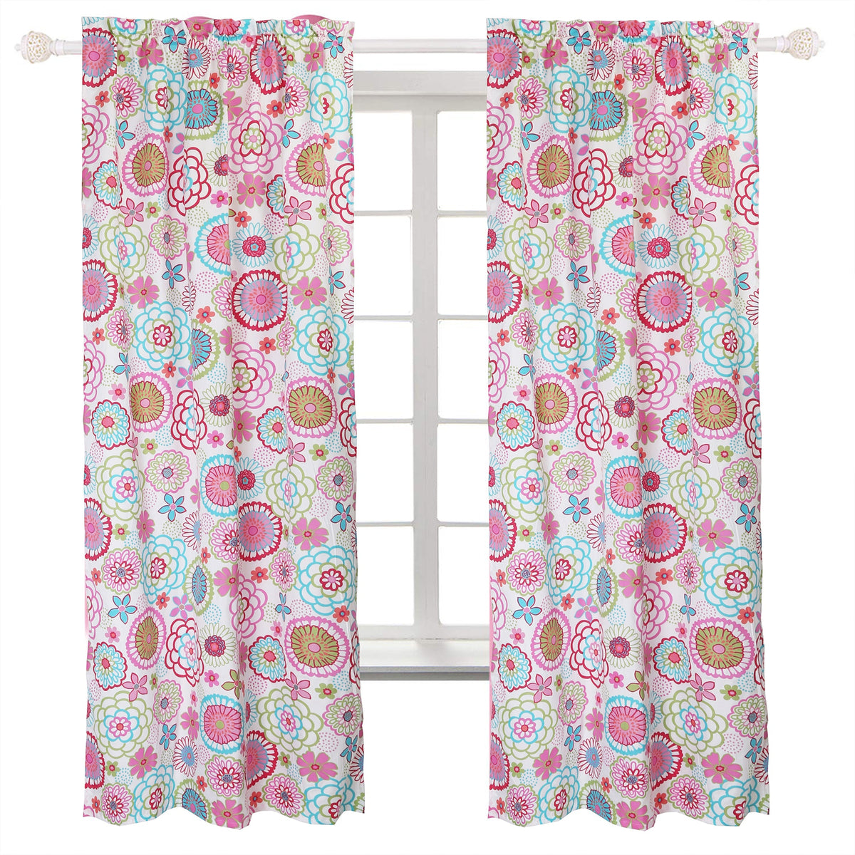 Mariah Floral Pink Polka Dot Reversible Comforter Set with Decor Pillows