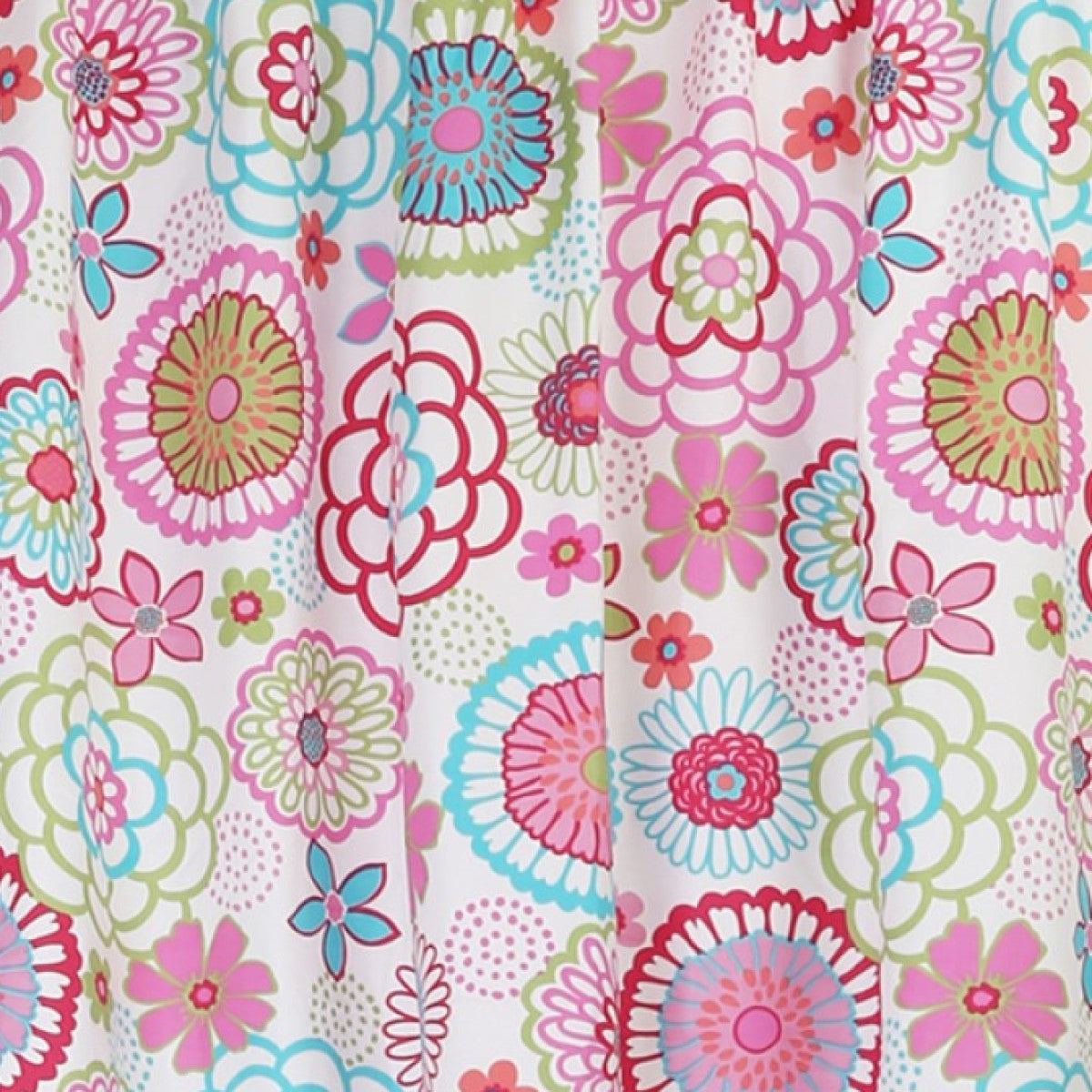 Mariah Pink Floral Polka Dot Bright Multi-Color Flower Window Curtain Panel/Drapes