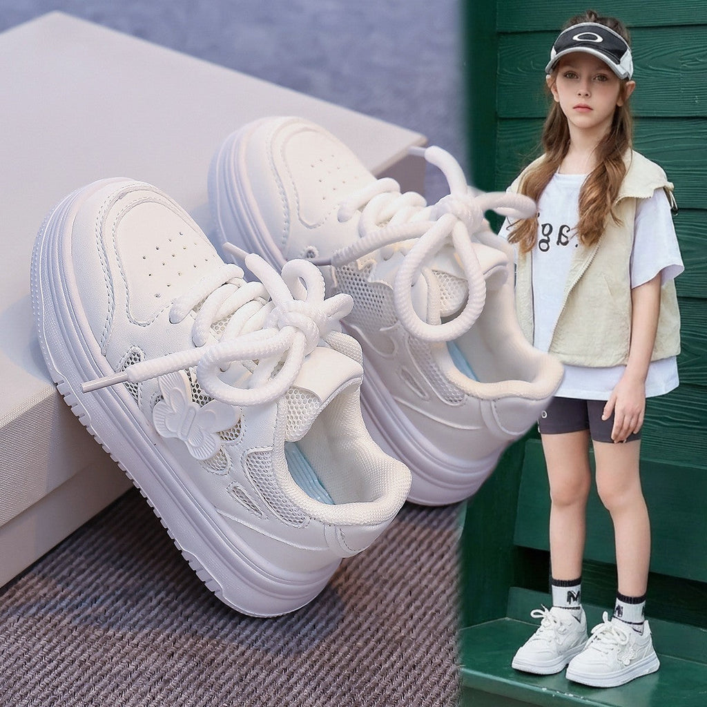 Children's White Mesh Sneakers