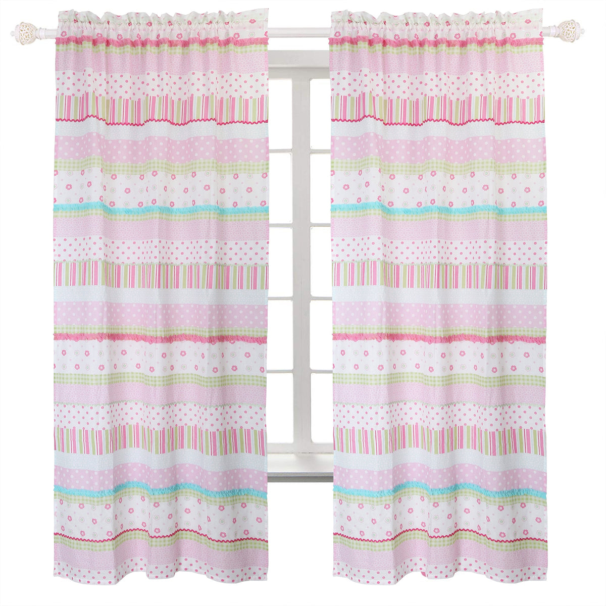 Greta Floral Stripe Pink Real Patchwork Cotton Reversible Quilt Bedding Set