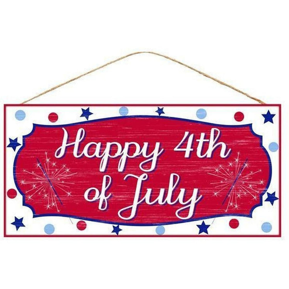12" Wooden Sign: Happy 4th of July