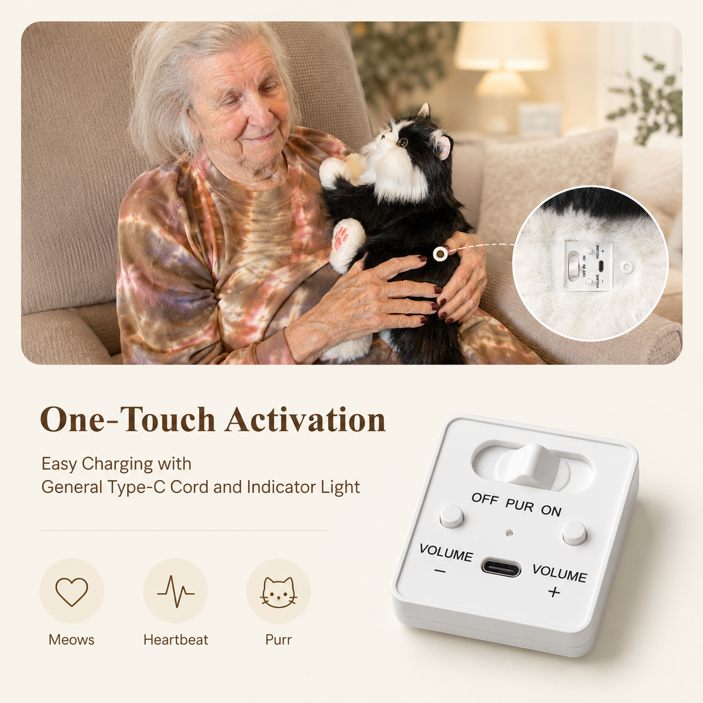Percy Essential – Lifelike Interactive Robot Cat Companion for Seniors