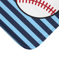 Baseball Bath Mat – Blue Striped Soft Non-Slip Bathroom Rug