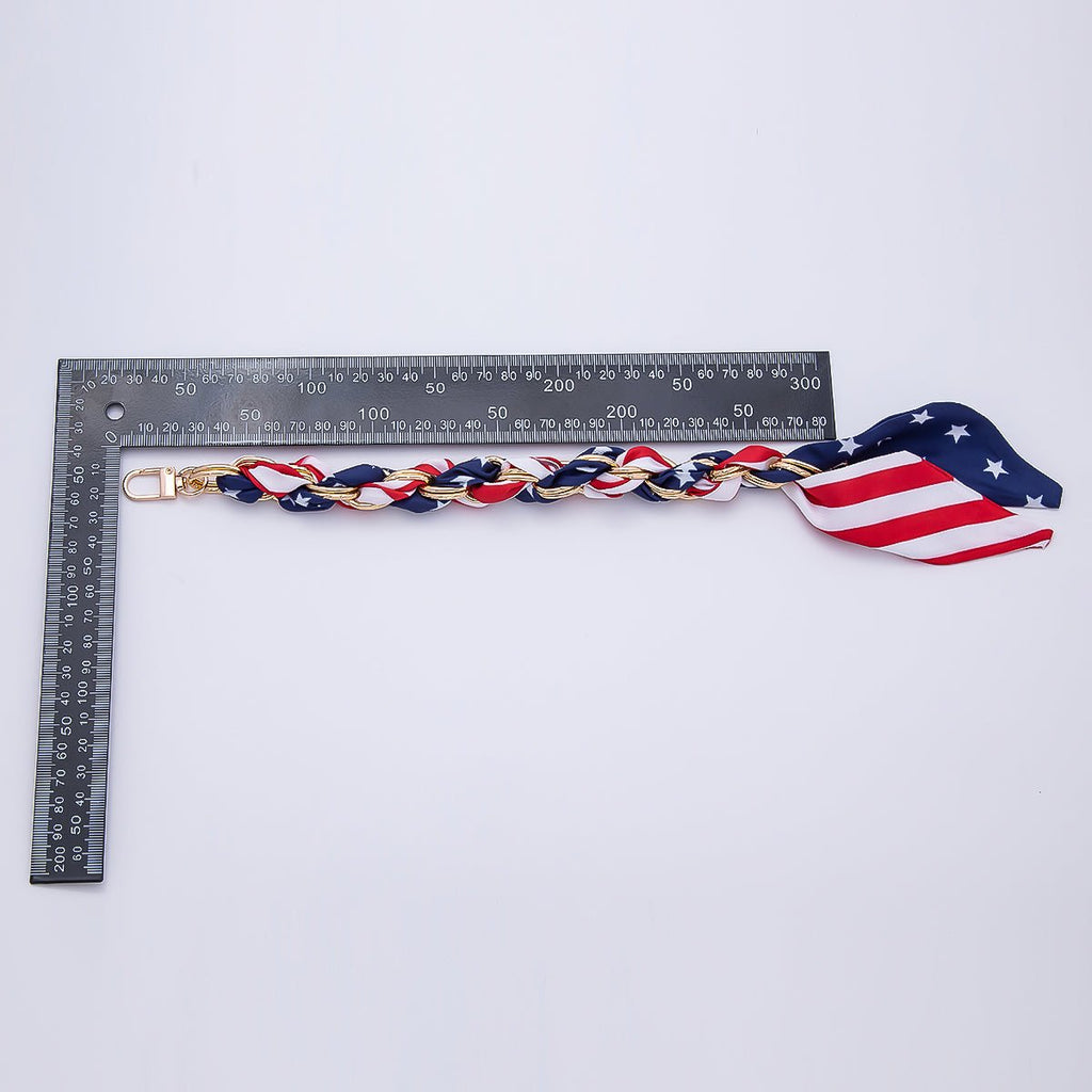 18K Gold Filled 15 Inches USA Red White Blue Flag Keychain Accessories | WB-00341