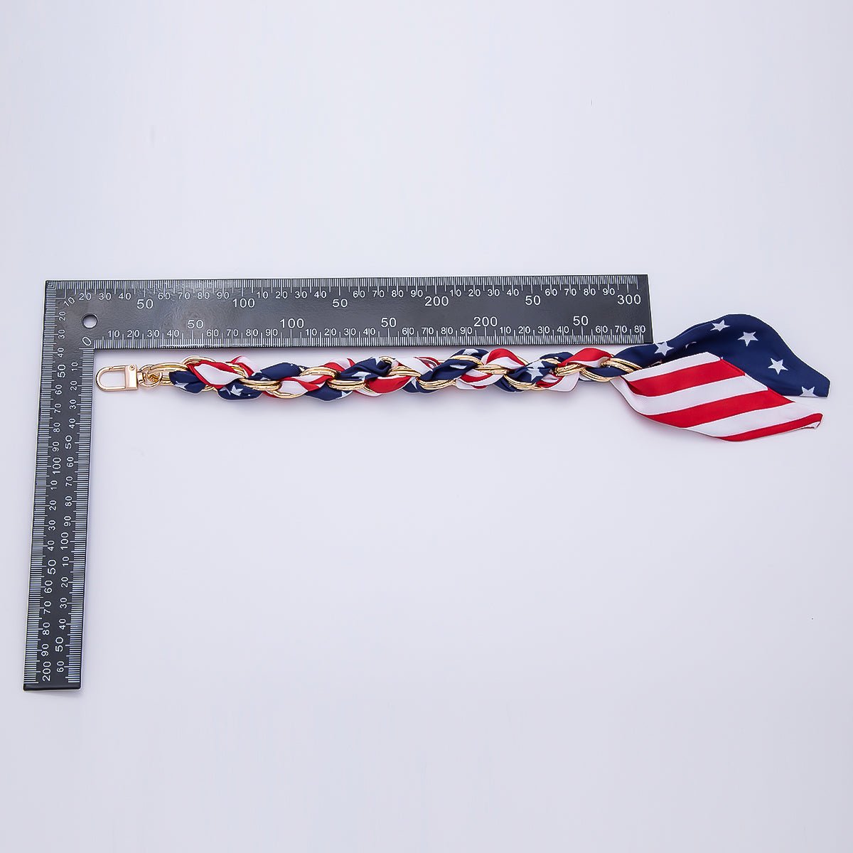 18K Gold Filled 15 Inches USA Red White Blue Flag Keychain Accessories | WB-00341