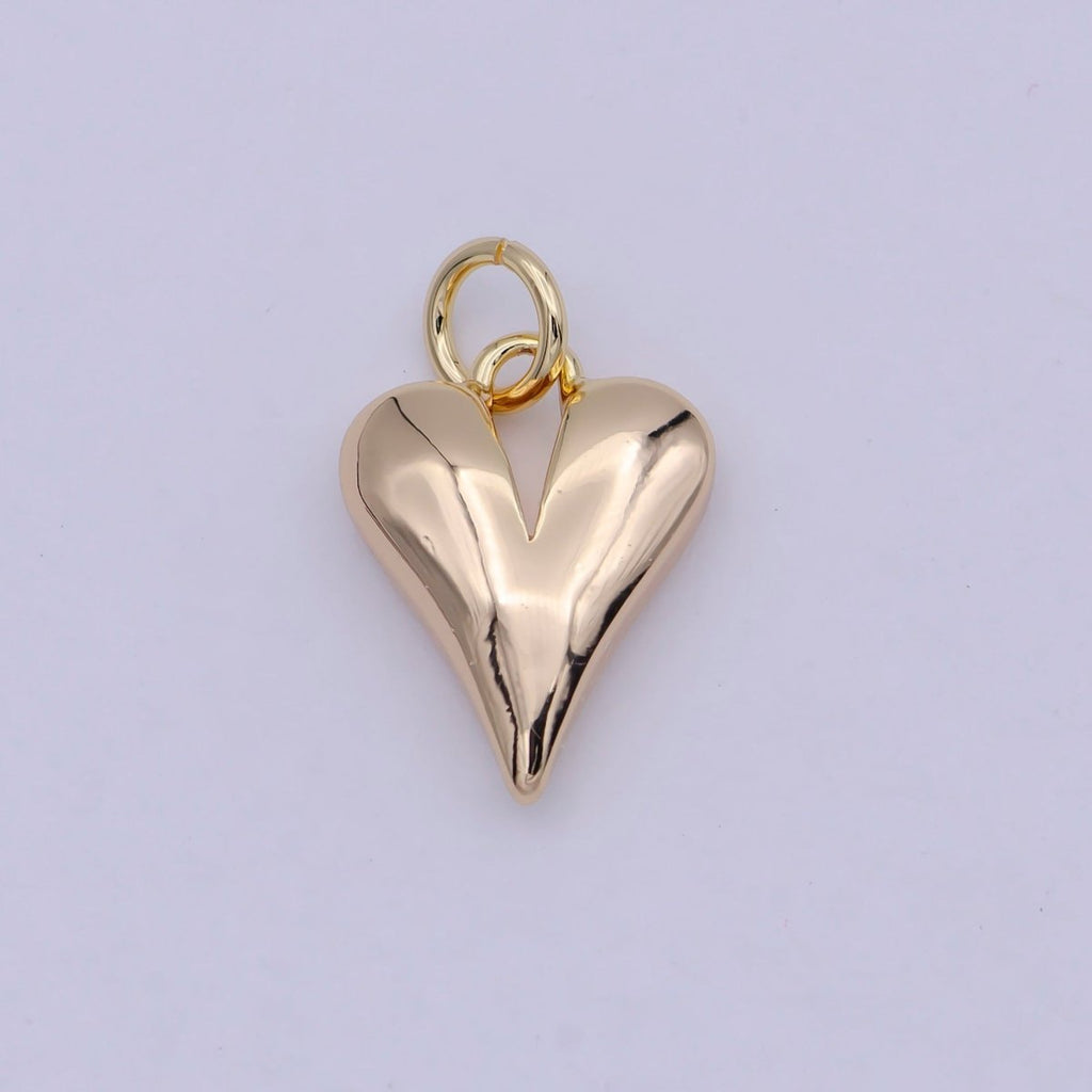 16k Gold Filled Dainty Puff Heart Charm for Love Valentine Jewelry Making N-907