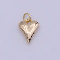 16k Gold Filled Dainty Puff Heart Charm for Love Valentine Jewelry Making N-907