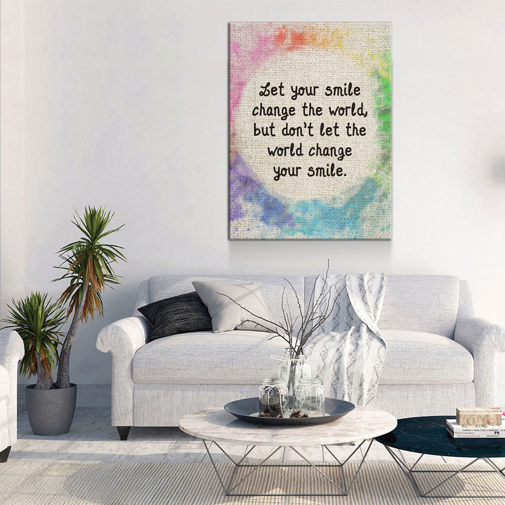 Let Your Smile Change The World Canvas Wall Art, Motivational Art, Inspirational Wall Art, Home Decor, Abstract Decor, Gift Art