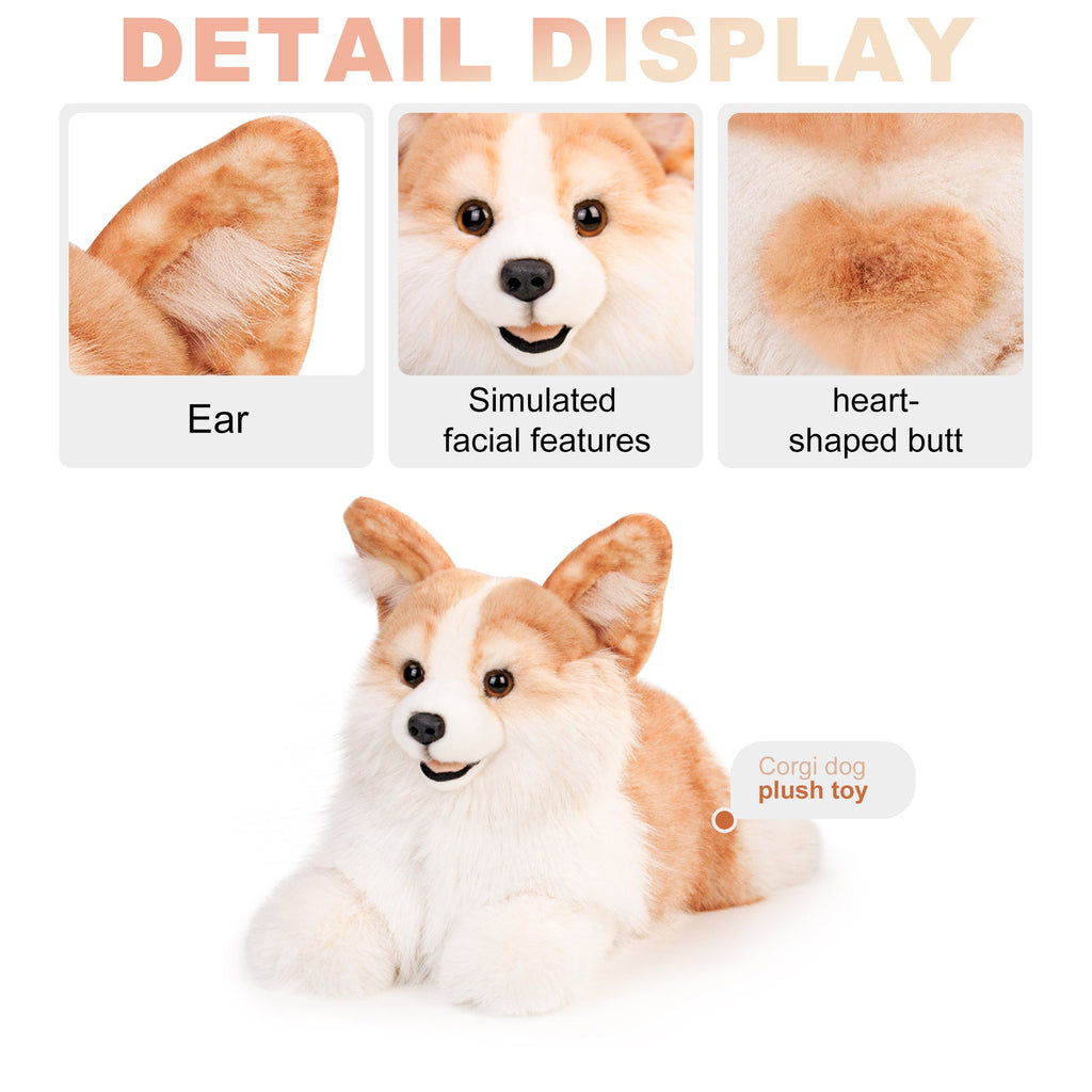 2.2lbs Corgi Dog Plush – Handmade Realistic Weighted for Dog Lovers & Kids