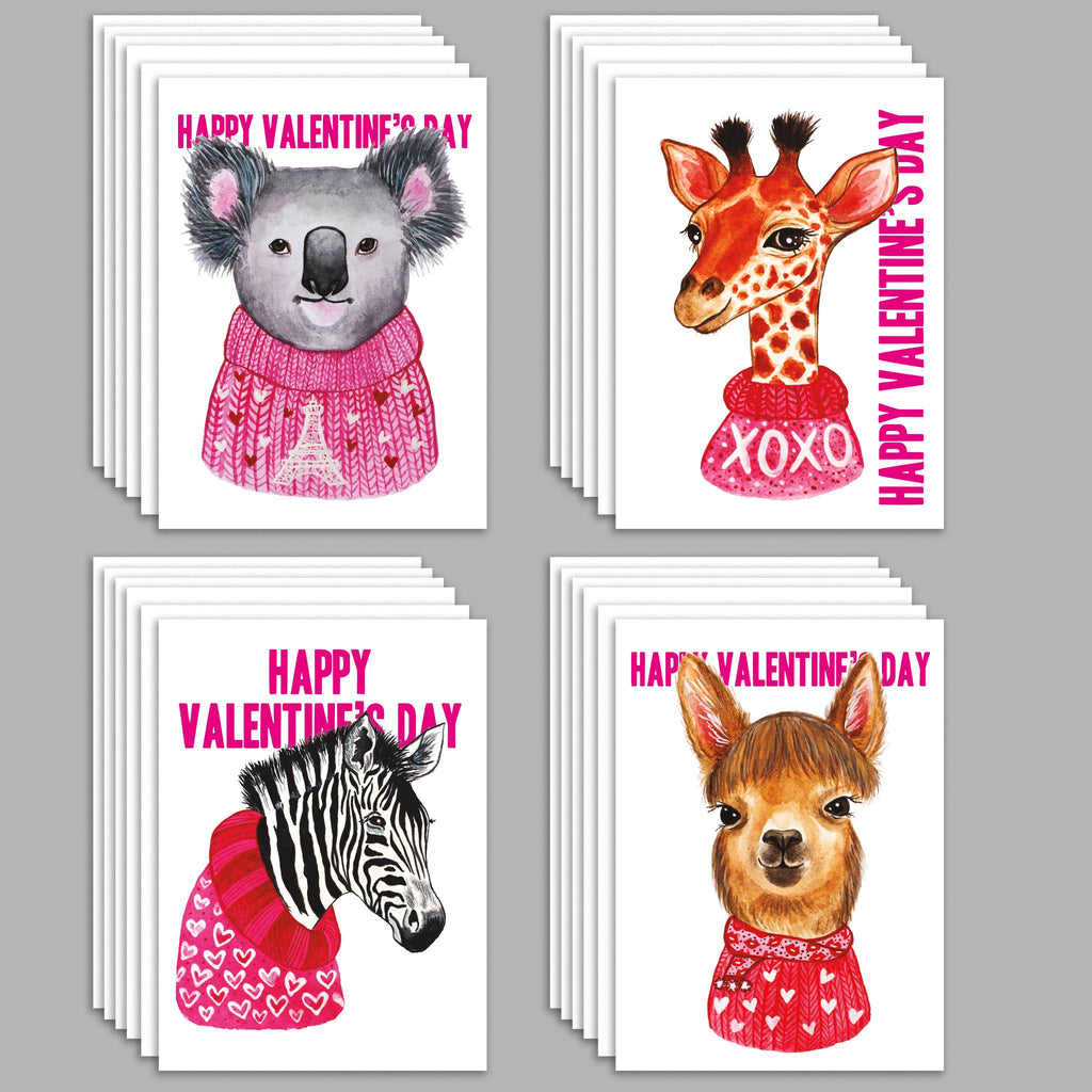 Valentine's Day Animal Cards, Set of 24