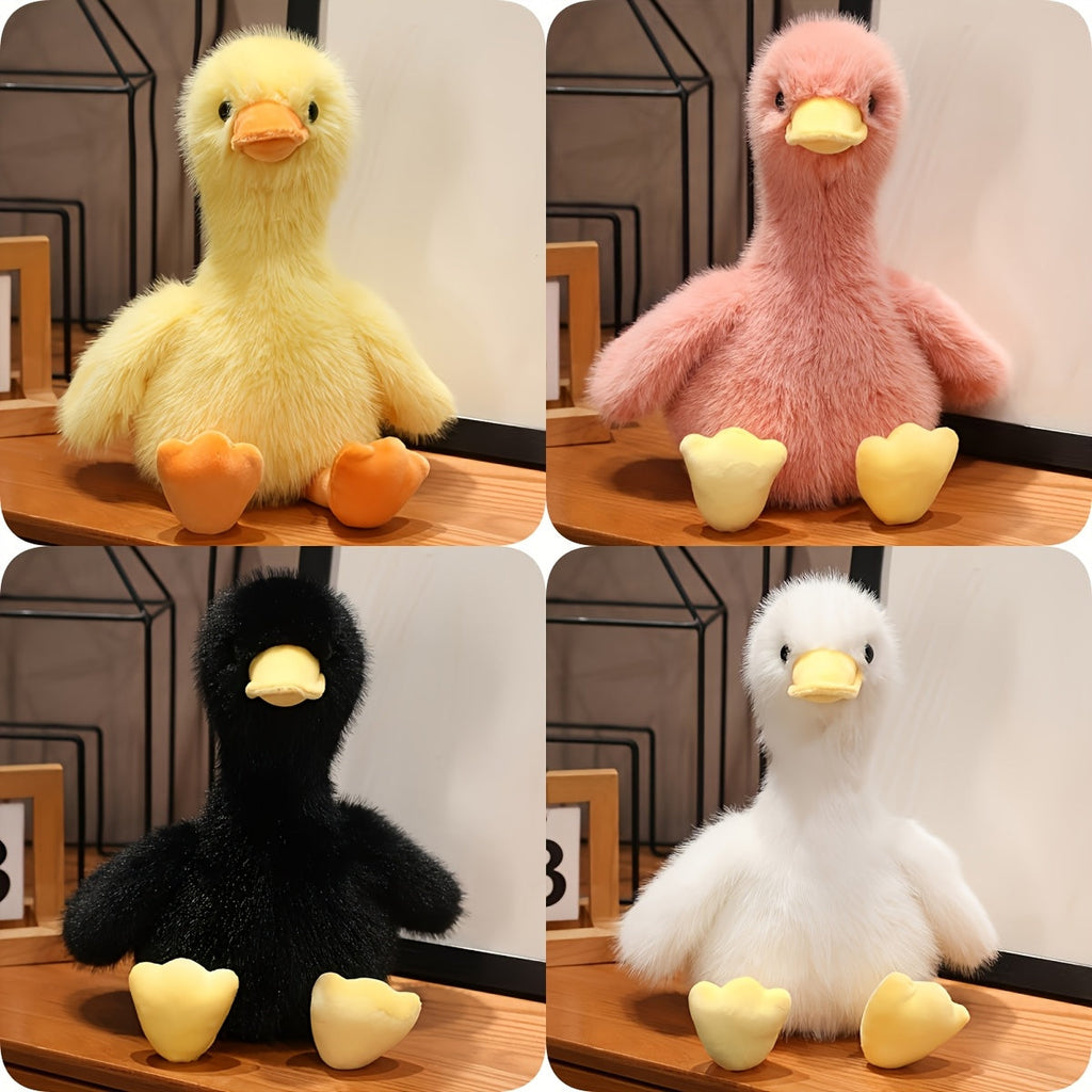 Cute Duck Plush Toy - Super Soft Cartoon Stuffed Animal (Yellow, Pink, White, Black) - Polyester Gift for Kids, Halloween & Christmas