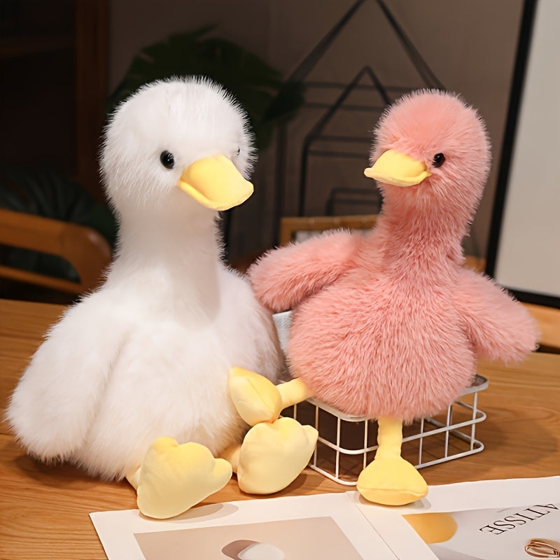 Cute Duck Plush Toy - Super Soft Cartoon Stuffed Animal (Yellow, Pink, White, Black) - Polyester Gift for Kids, Halloween & Christmas