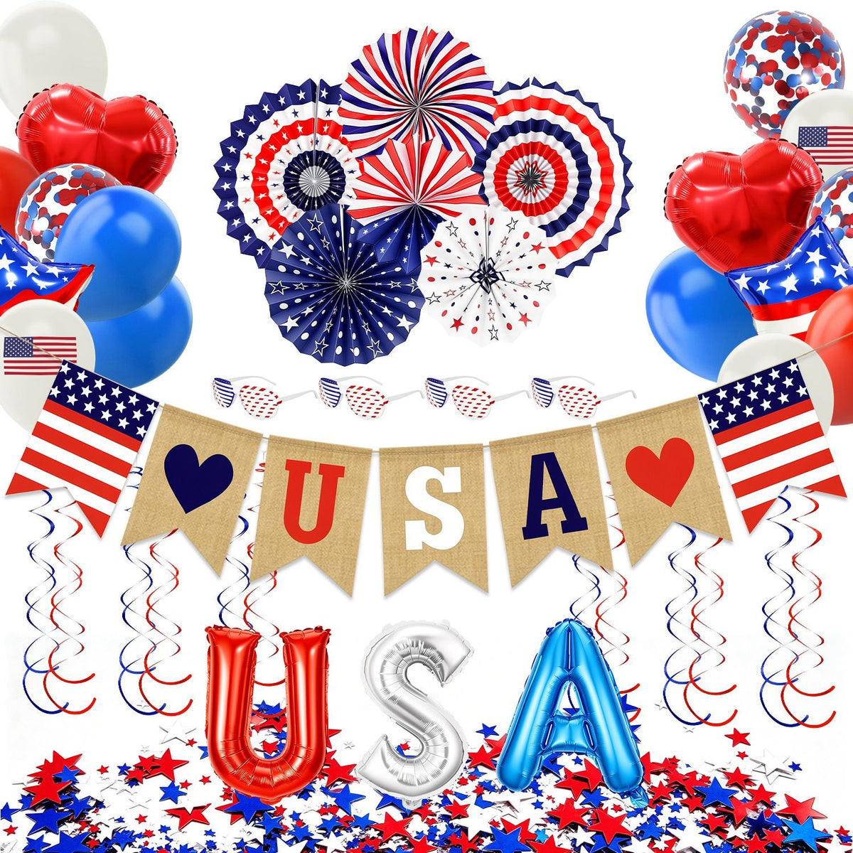 4th of July Decorations Set - 57 Piece Patriotic Party Kit