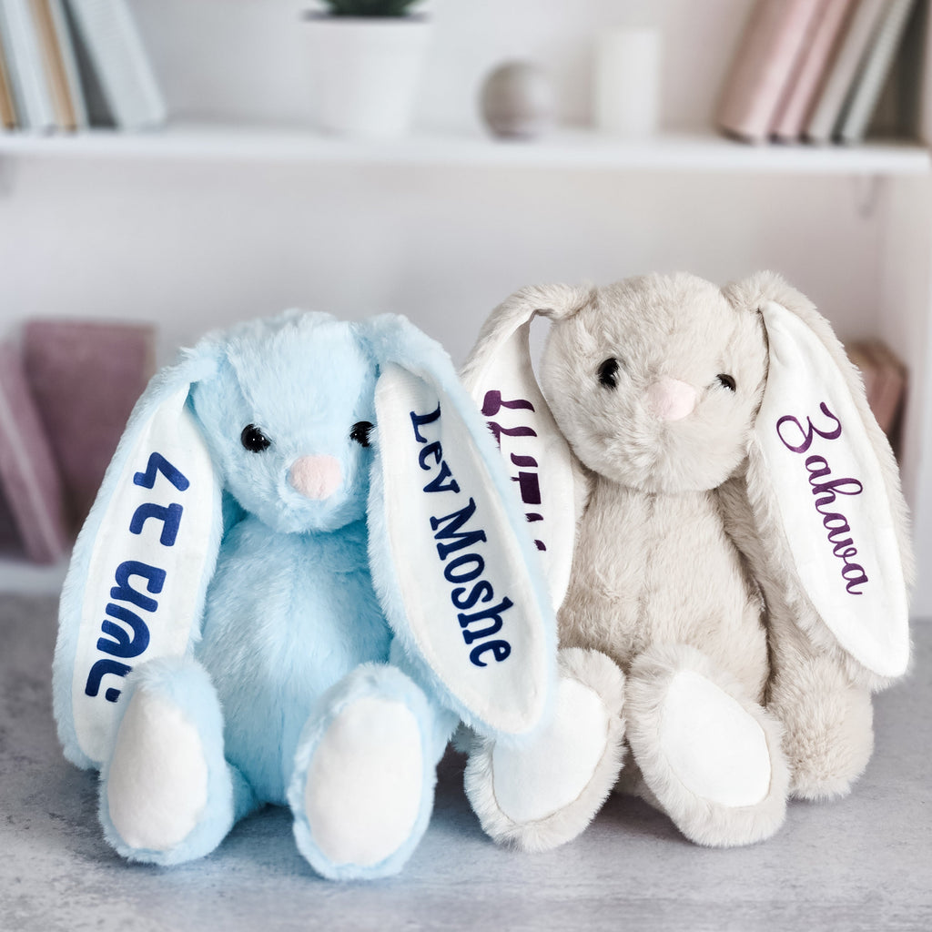 English and Hebrew Custom Plush Bunny for Kids