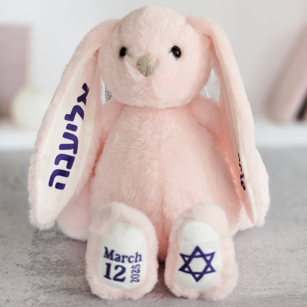 English and Hebrew Custom Plush Bunny for Kids