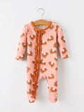 Girls Thanksgiving Pumpkin Pie Waffle Baby Girls Sleeper
