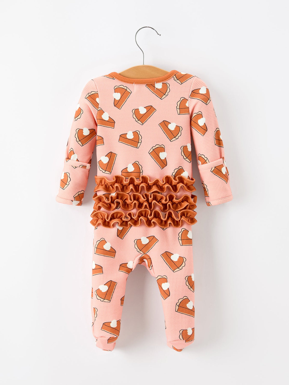 Girls Thanksgiving Pumpkin Pie Waffle Baby Girls Sleeper