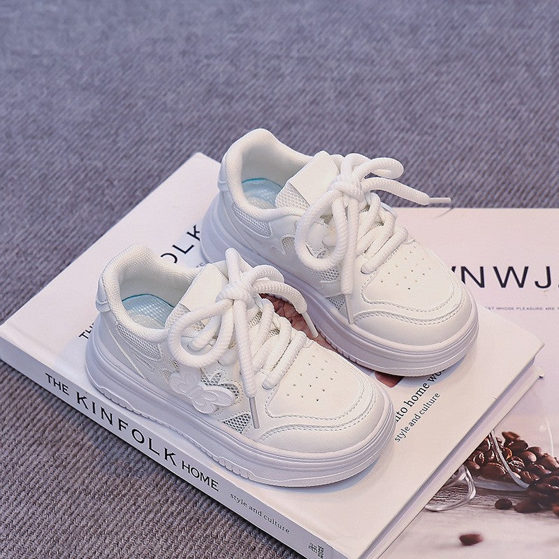Children's White Mesh Sneakers