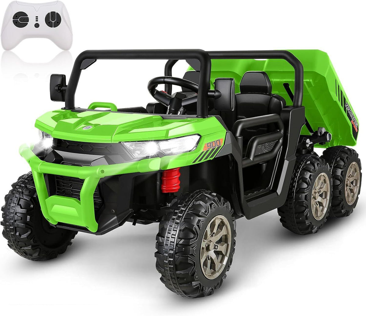 Hikole 24V 2-Seater Battery-Powered Kids Ride On Tractor with Dump Bed and RC Control
