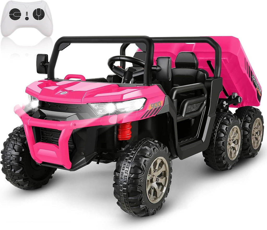 Hikole 24V 2-Seater Battery-Powered Kids Ride On Tractor with Dump Bed and RC Control