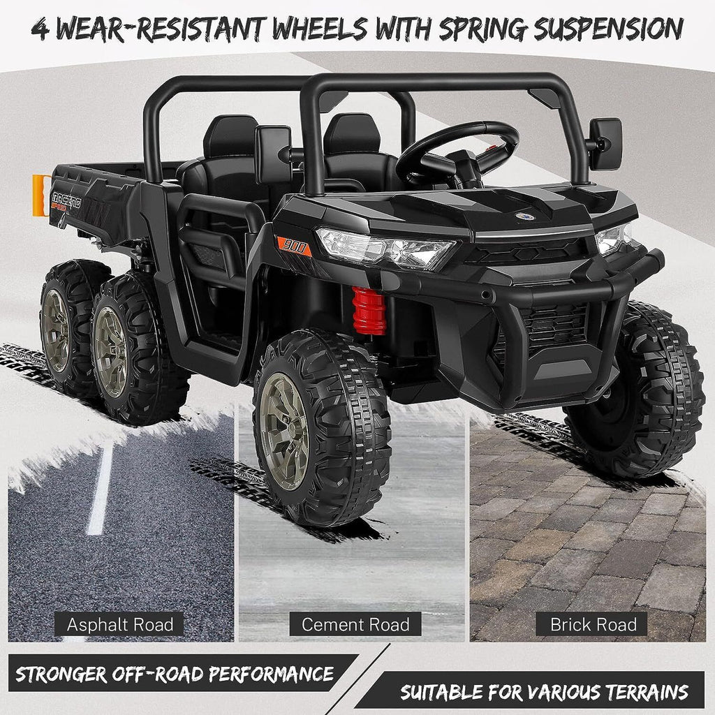 Hikole 24V 2-Seater Battery-Powered Kids Ride On Tractor with Dump Bed and RC Control