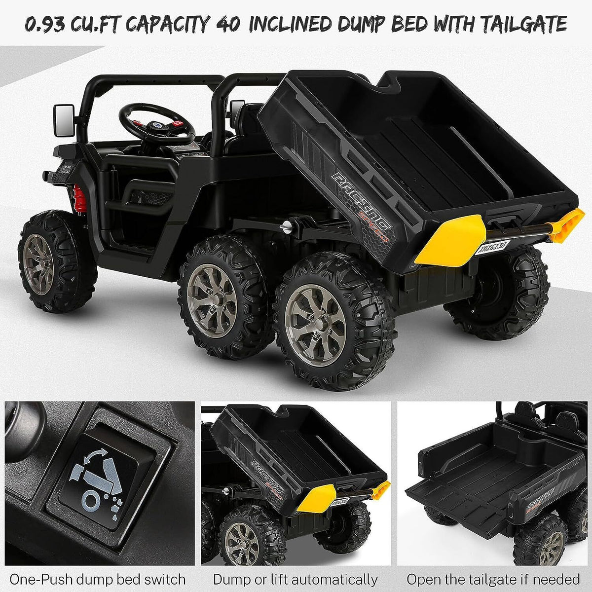 Hikole 24V 2-Seater Battery-Powered Kids Ride On Tractor with Dump Bed and RC Control