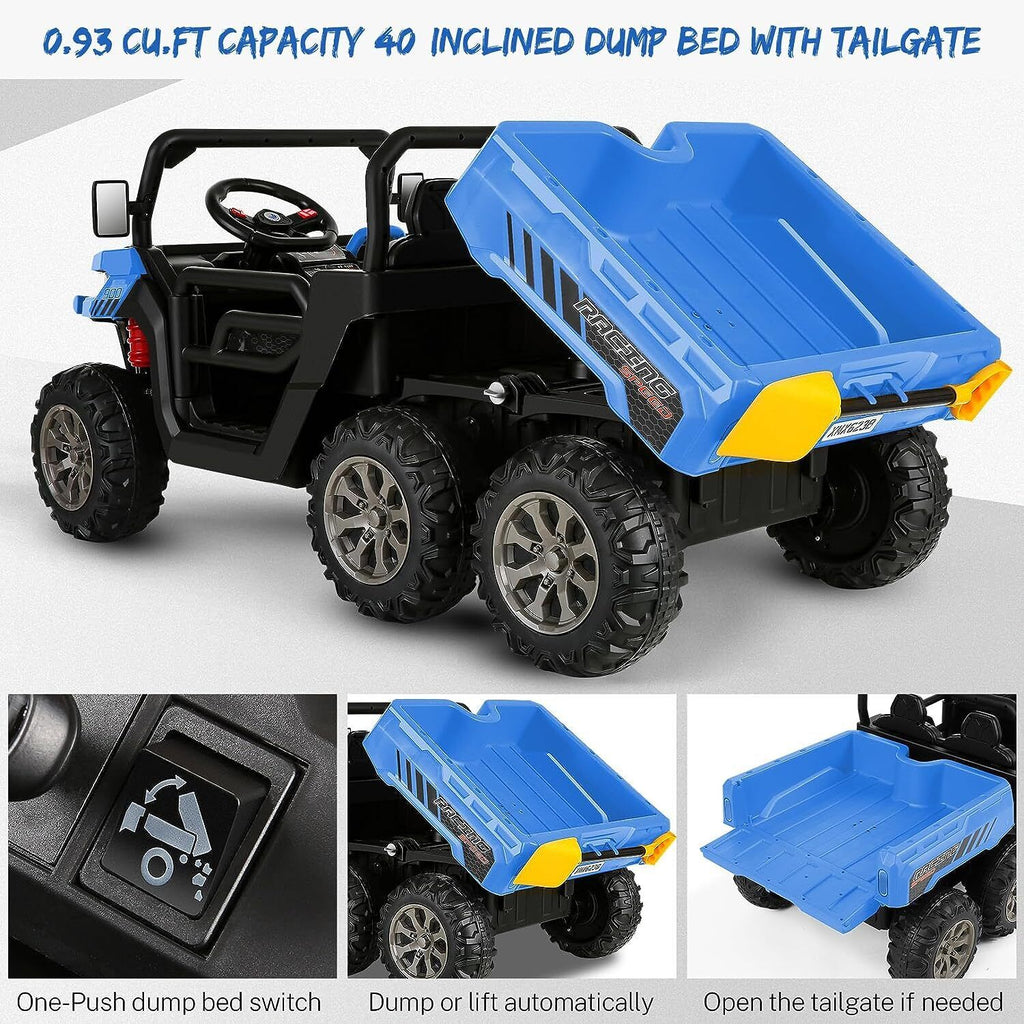 Hikole 24V 2-Seater Battery-Powered Kids Ride On Tractor with Dump Bed and RC Control