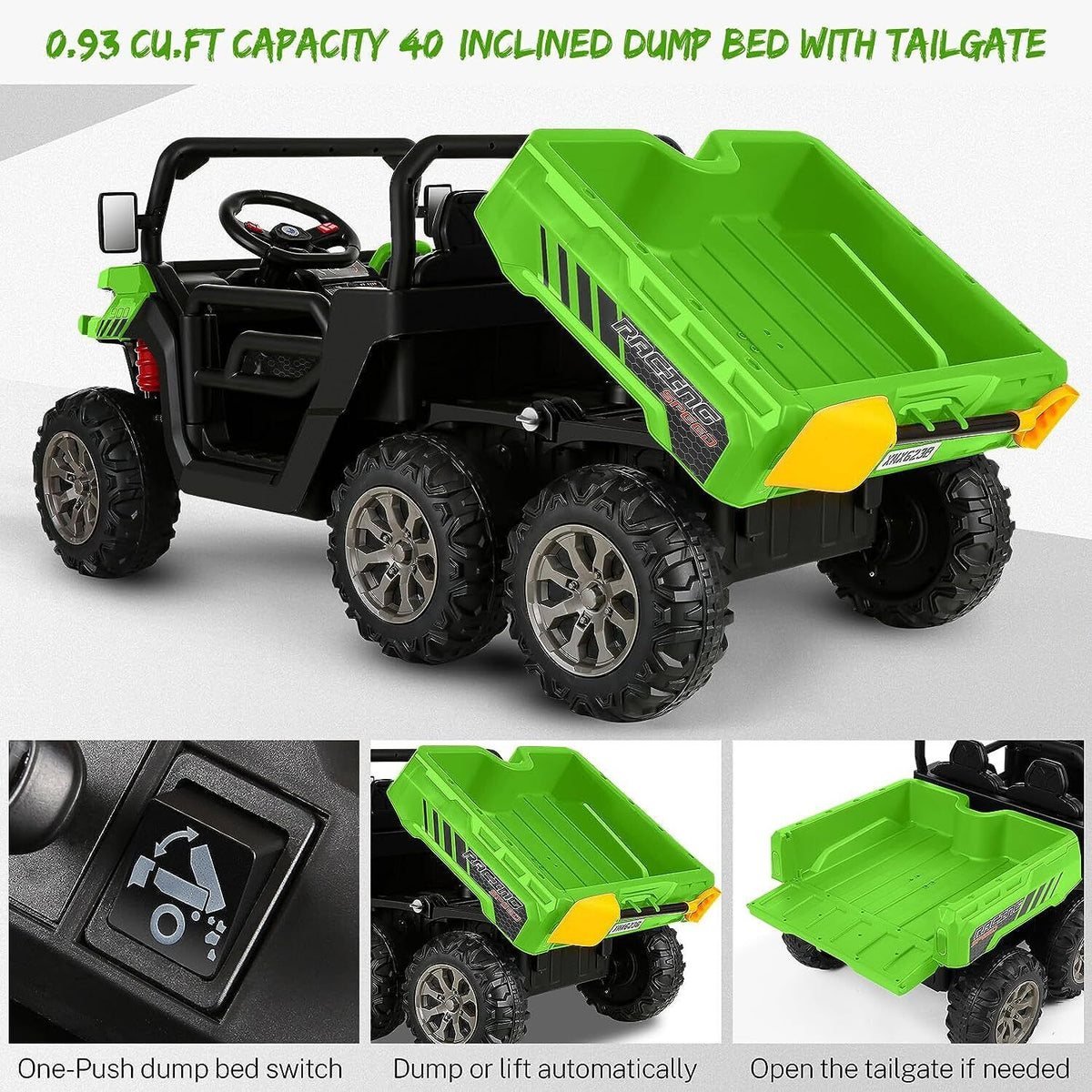 Hikole 24V 2-Seater Battery-Powered Kids Ride On Tractor with Dump Bed and RC Control