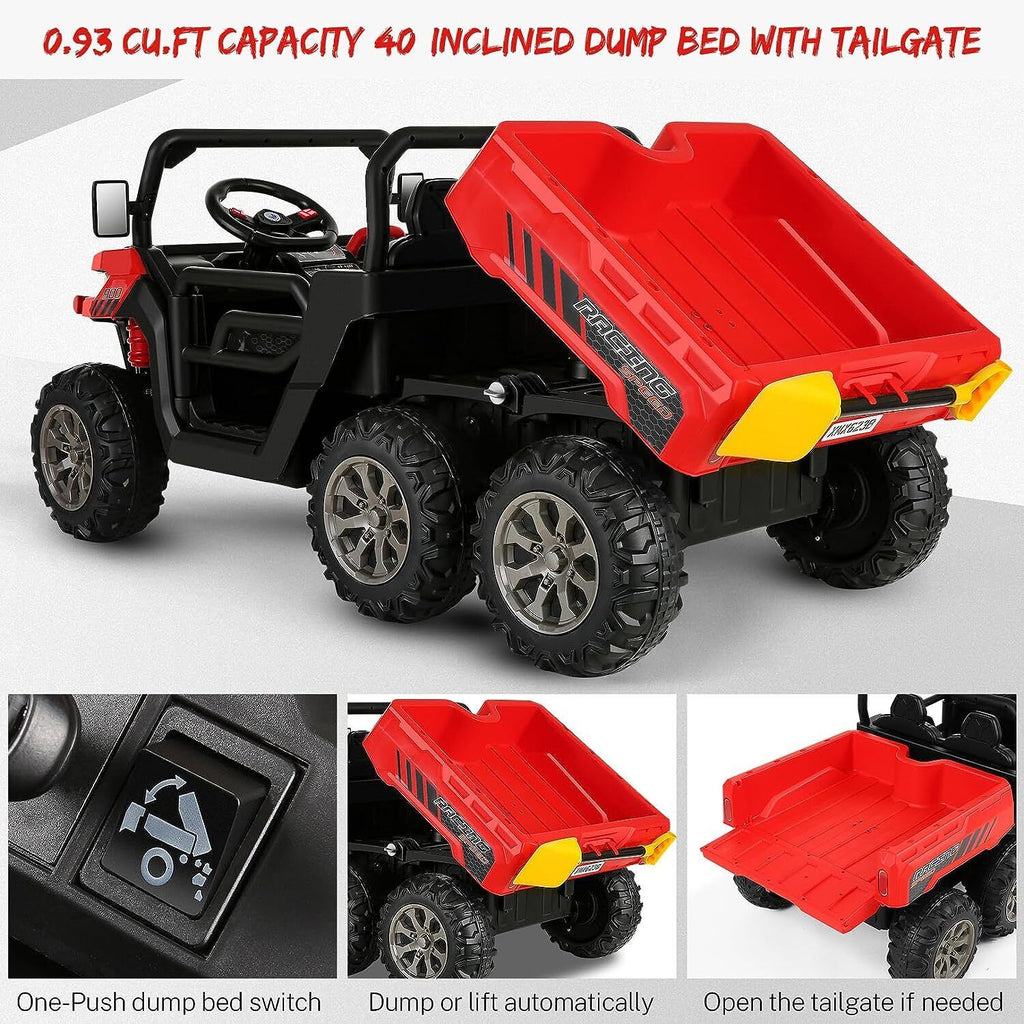 Hikole 24V 2-Seater Battery-Powered Kids Ride On Tractor with Dump Bed and RC Control