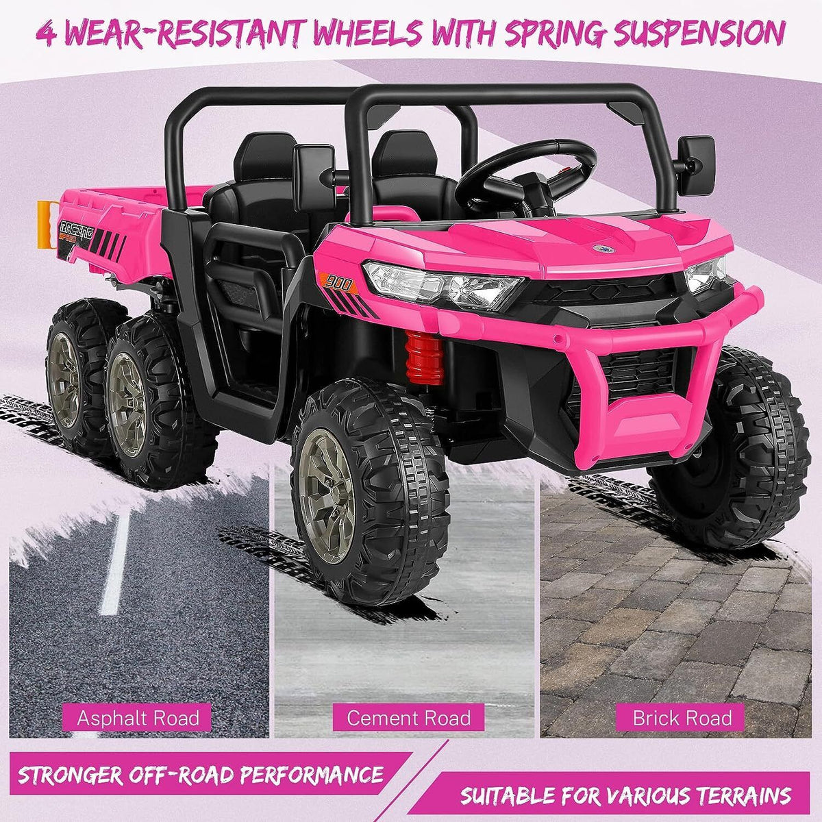 Hikole 24V 2-Seater Battery-Powered Kids Ride On Tractor with Dump Bed and RC Control