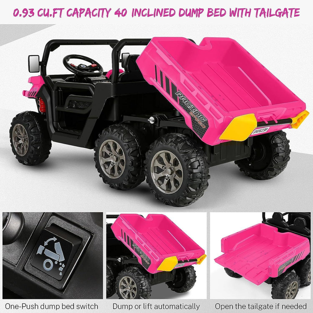 Hikole 24V 2-Seater Battery-Powered Kids Ride On Tractor with Dump Bed and RC Control