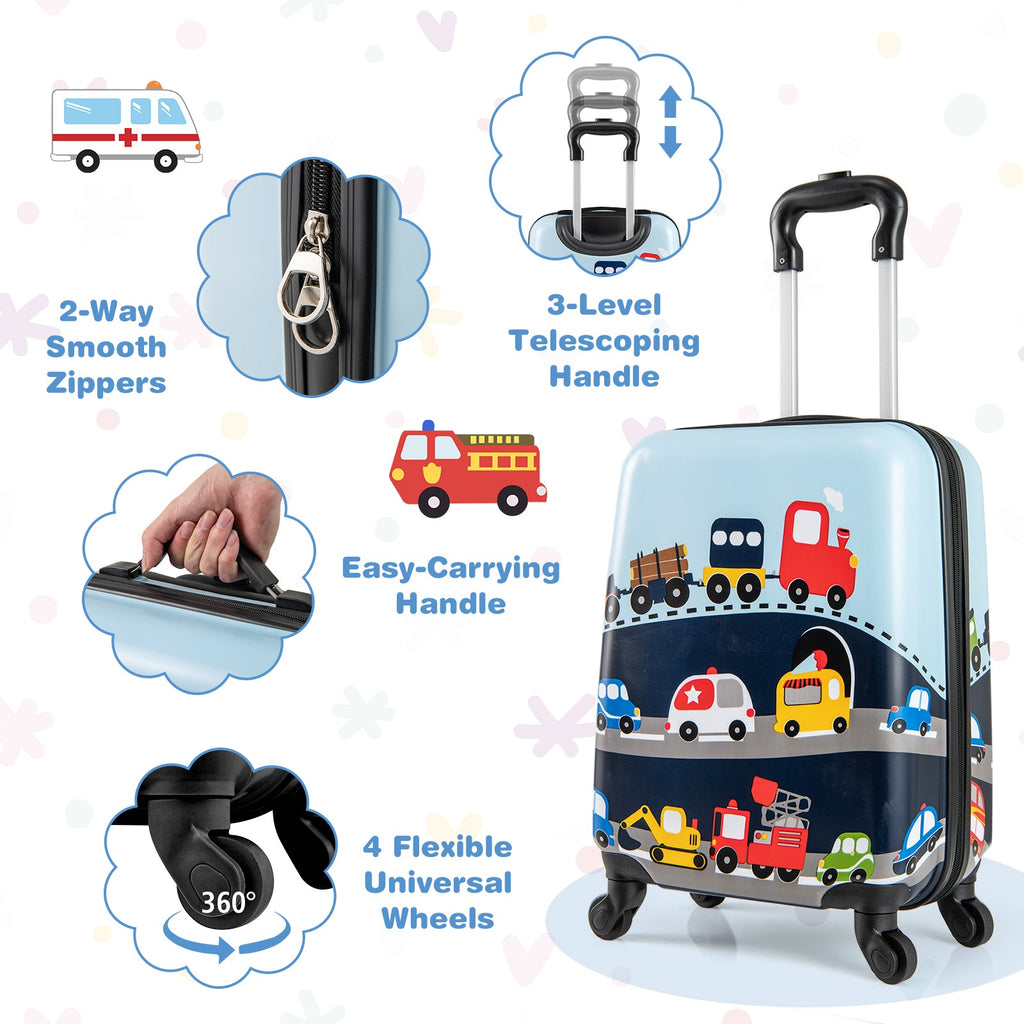 2 PCS Kid Luggage Set With Spinner Wheels for Children Boys Girls
