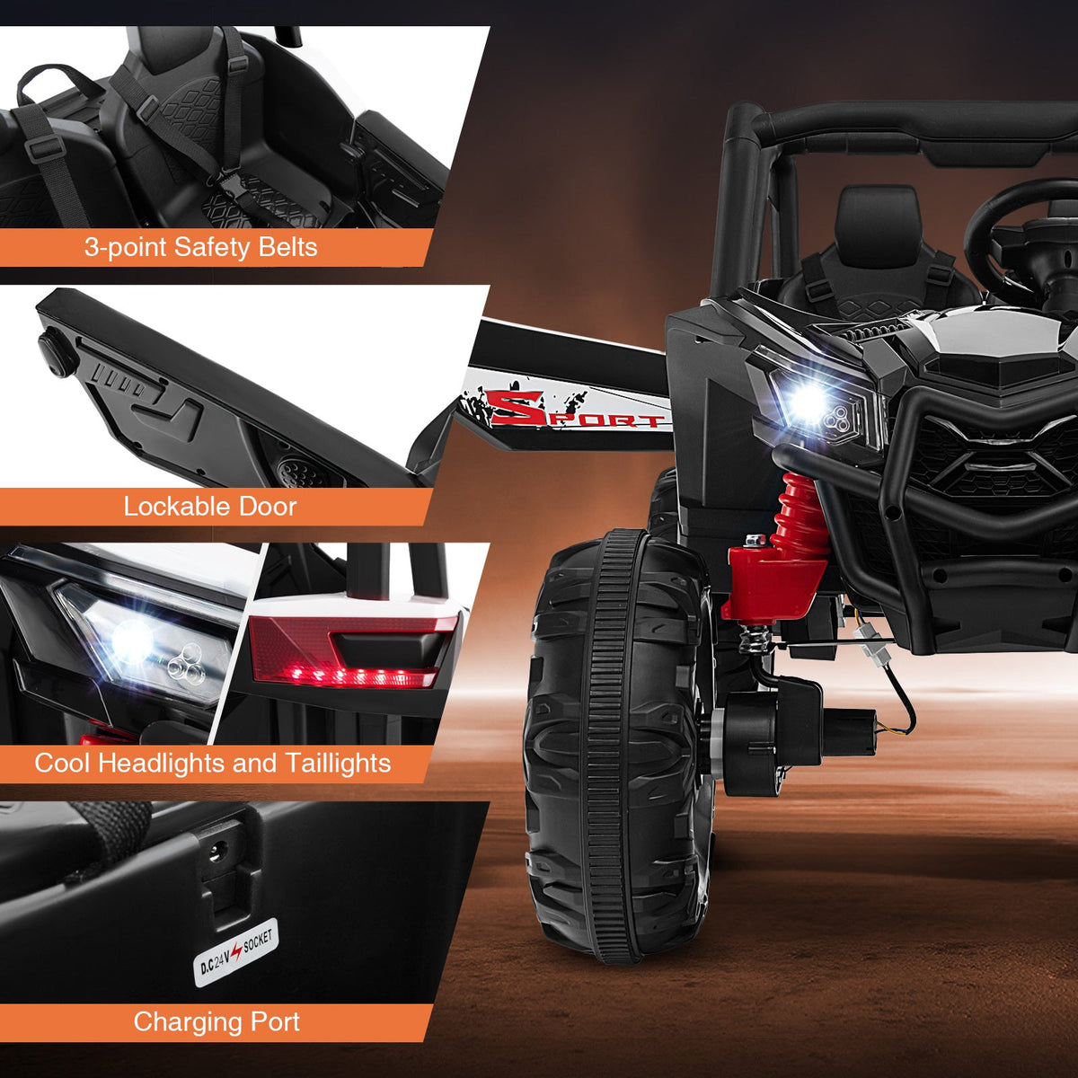 2-Seater Kids Ride on UTV with 2.4G Remote Control for over 3 Years Old Children