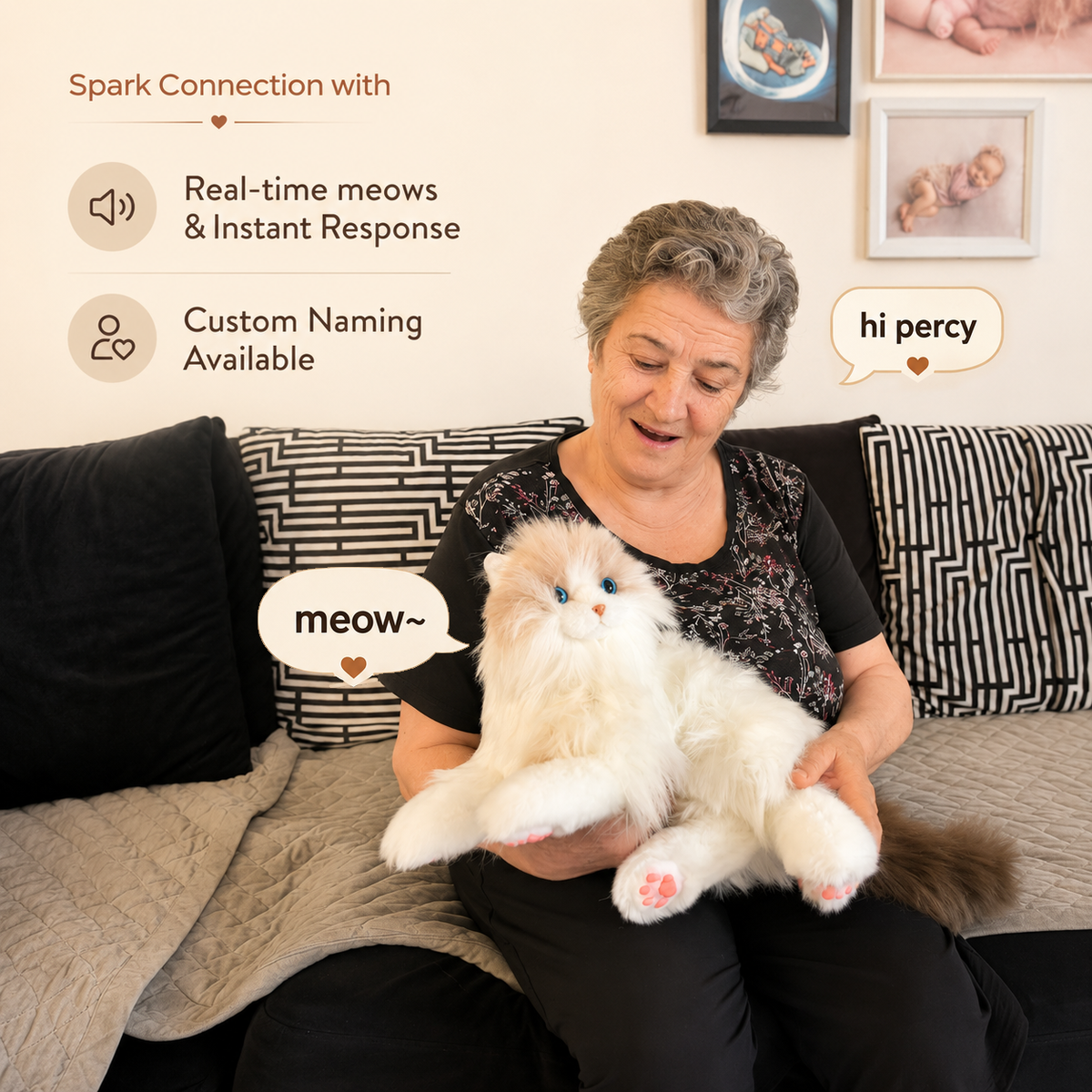Percy Essential – Lifelike Interactive Robot Cat Companion for Seniors