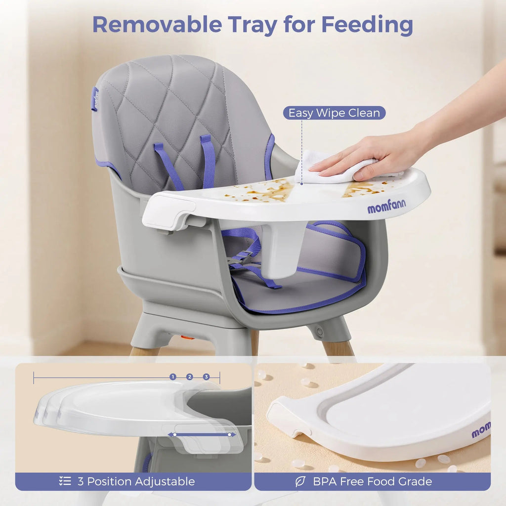 Momfann Baby High Chair with 5-Point Harness