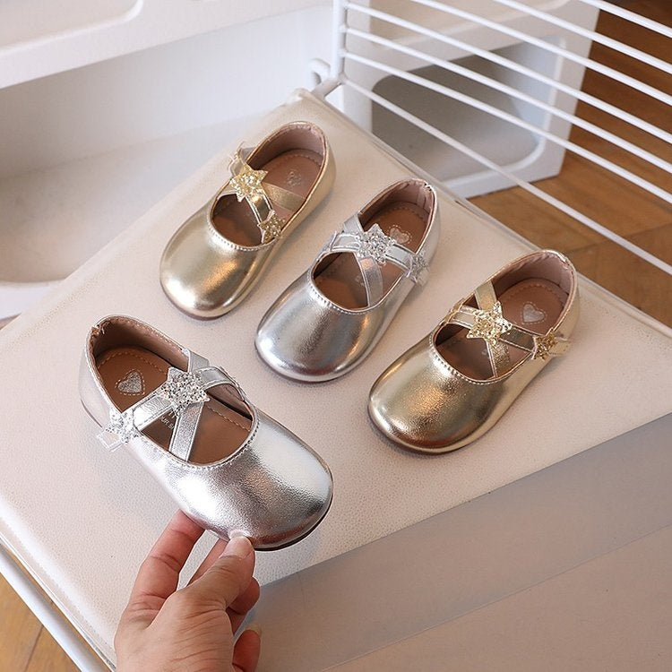 Girls' Hook-and-Loop Synthetic-Leather Dress Shoes