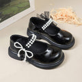Girls' Leather Shoes, Pearl Bow Mary Princess Shoes, Soft Soled Shoes, Anti Slip Children's Casual Shoes