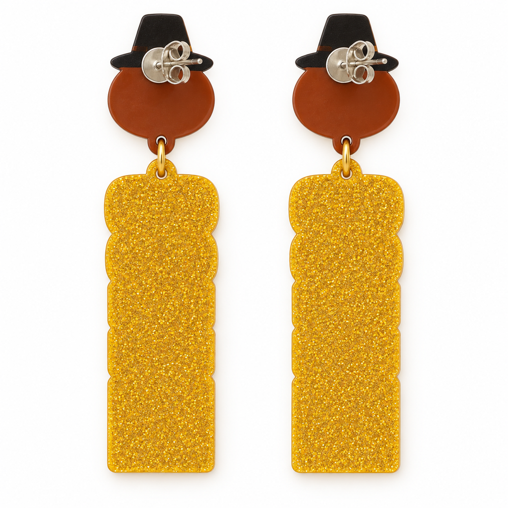 Gobble Turkey Acrylic Thanksgiving Statement Earrings